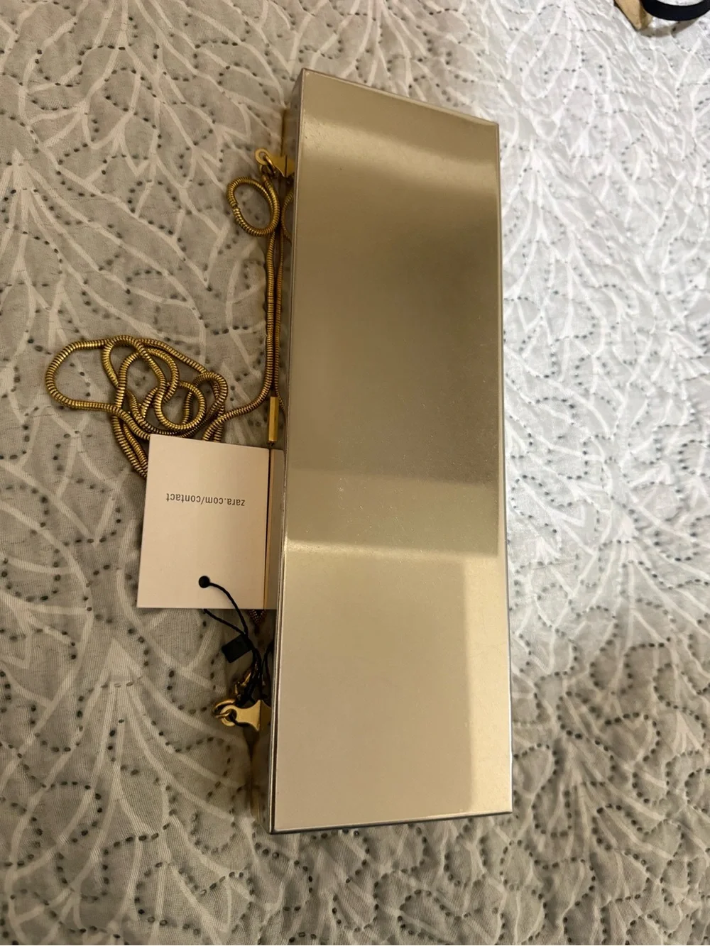 Zara Metallic Gold Rectangle Chain Clutch